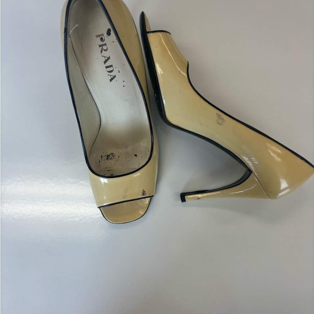 Prada Yellow Patent Heels